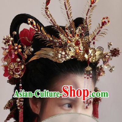 Ancient Chinese Imperial Palace Tang Dynasty Princess Phoenix Wedding Hair Accessories Complete Set
