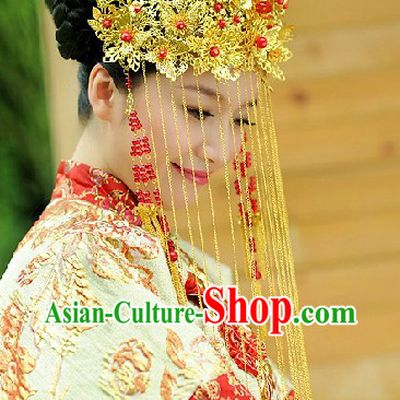 Traditional Chinese Wedding Phoenix Coronet Complete Set for Brides
