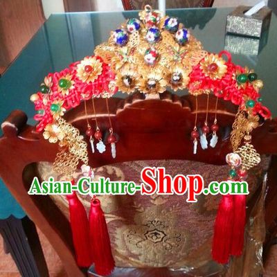 Ancient Chinese Imperial Palace Royal Brides Phoenix Hat Complete Set