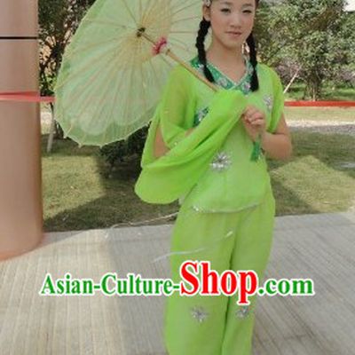 Folk Umbrella Dancing Costumes and Headpiece for Women