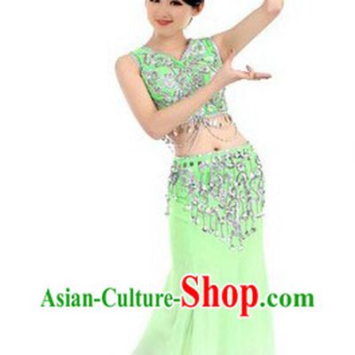 Folk Fan Dancing Costumes and Headpiece for Women