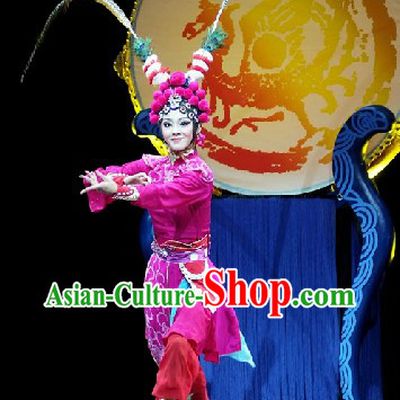 Beijing Opera Style Stage Performance Heroine Costumes and Headwear Complete Set for Women