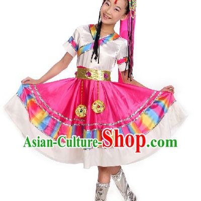 Traditional Chinese Tibetan Performance Costumes for Kids