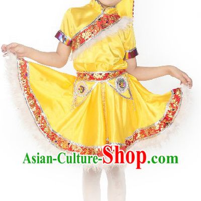 Traditional Chinese Mongolian Stage Performance Costumes for Kids