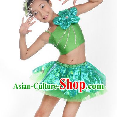 Green Stage Performance Costumes for Kids