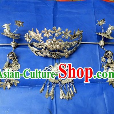 Traditional Chinese Imperial Silver Phoenix Coronet
