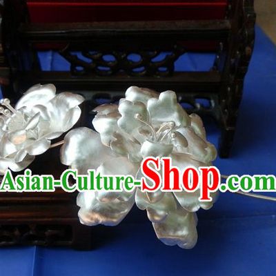 Traditional Chinese Imperial Silver Flower Hairpin