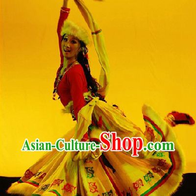 Tibetan Ethnic Shepherdess Clothing and Hat Complete Set for Women