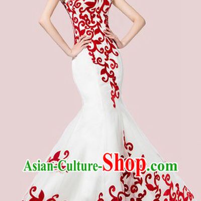 Long Custom-made Chinese Modern Wedding Evening Dress