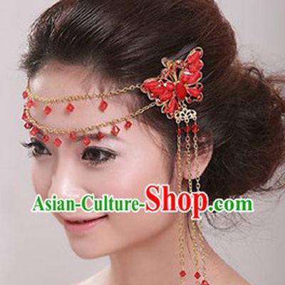 Chinese Shinning Red Butterfly Wedding Hair Accessories