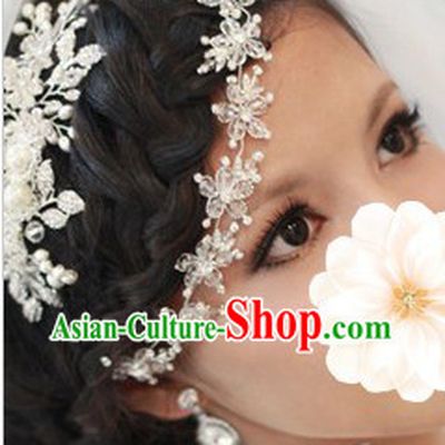 Chinese Shinning White Lace Wedding Forehead Accessories
