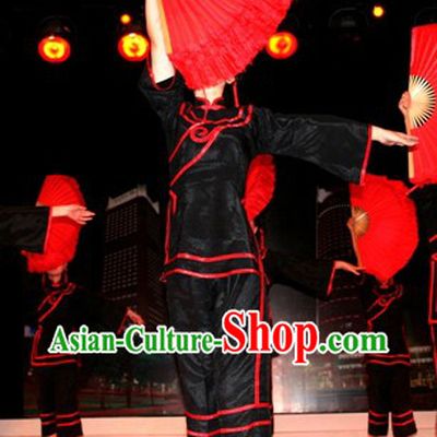 Black Traditional Chinese Fan Dance Costume for Women