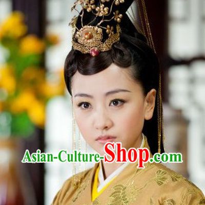 Ancient Chinese Imperial Palace Royal Official Hair Accessories and Wig Complete Set