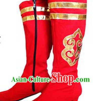 Stage Performance Red Chinese Mongolian Boots