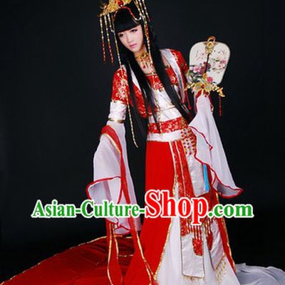 Ancient Asian Princess COS Costumes and Hair Accessories Complete Set