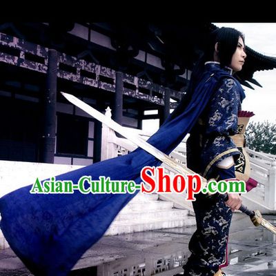 Ancient Chinese Fencer Costume Cosplay  Clothing, Shoes   Accessories for Men