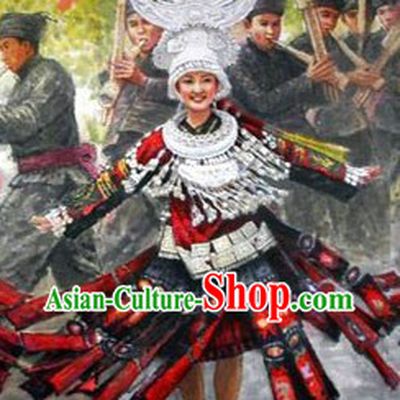 China Miao Formal Dressing Costume and Hat for Women