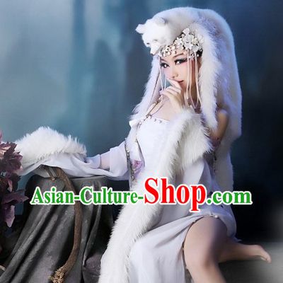 Ancient Chinese Fox Spirit Costumes and Headdress Complete Set