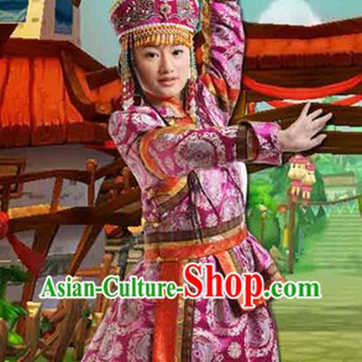 Ancient Mongolian Princess Clothing and Headwear Complete Set for Women