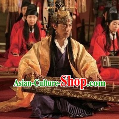 Ancient Korean Imperial Palace Emperor Costumes Complete Set for Men