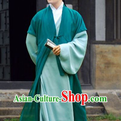 Traditional Ancient Chinese Authentic Hanfu Shenyi Clothing Banbi and Hat for Men