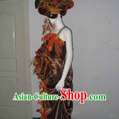 Forest Empress Stage Performance Dance Costumes and Headwear Complete Set
