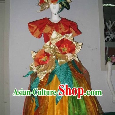 Unique Design Model Stage Performance Costumes and Headwear Complete Set