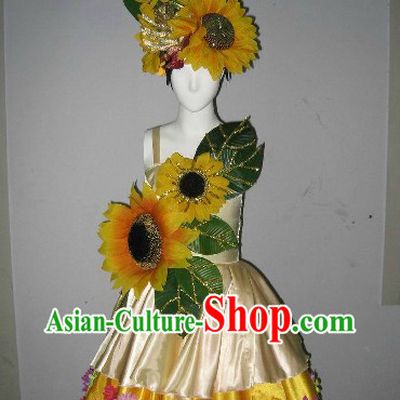 Sunflower Stage Performance Model Costume and Headdress Complete Set