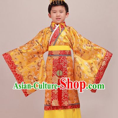 Ancient Chinese Emperor Costumes and Crown Complete Set for Children