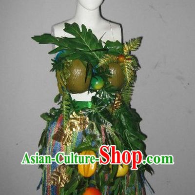Forest Flower Grass Model Stage Performance Costumes and Headdress Complete Set