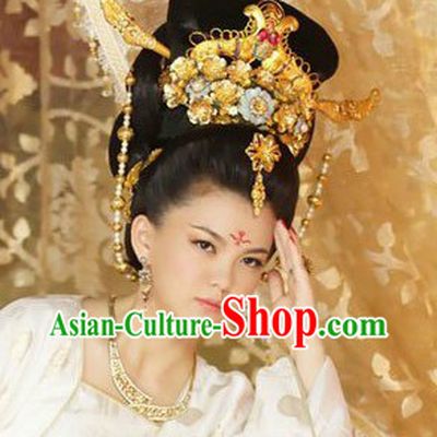 Traditional Ancient Chinese Tang Dynasty Tai Ping Princess Wig and Headdress Complete Set