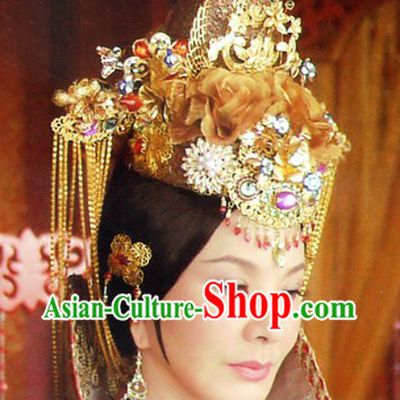 Traditional Chinese Empress Ceremonial Phoenix Crown Earrings Necklace Complete Set