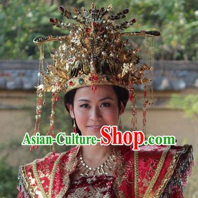 Traditional Chinese Princess Phoenix Hat Earrings Necklace Complete Set