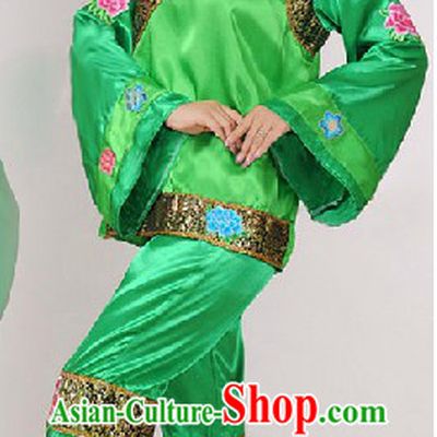 Traditional Chinese Stage Performance Fan Dancing Costumes Complete Set