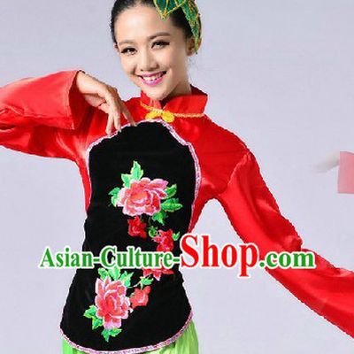 Traditional Chinese Yang Ge Dancing Uniform for Women