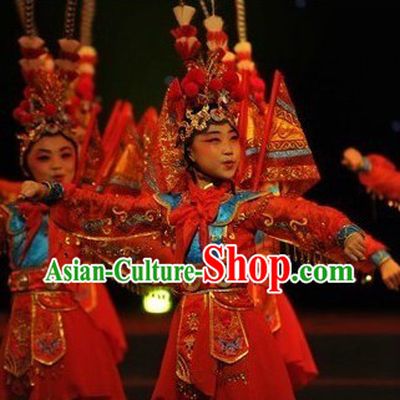 Chinese Opera Stage Performance Dancing Costumes Complete Set for Children