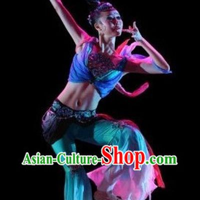 Chinese Fei Tian Dancer Costumes and Headdress Complete Set for Women