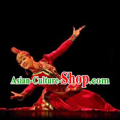 Chinese Mongolian Princess Clothes and Headdress Complete Set for Women
