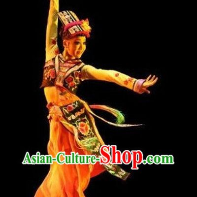Chinese Dai Clothes and Headdress Complete Set for Women