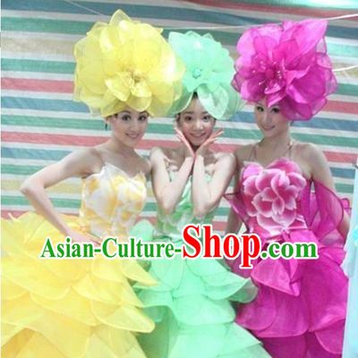 Stage Performance Flower Dance Costumes Complete Set for Women