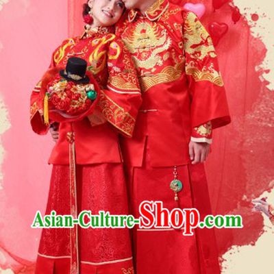 Supreme Chinese Wedding Dresses Complete Set for Brides and Bridegrooms