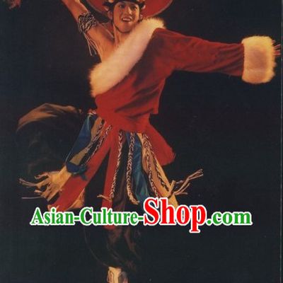 China Classical Tibetan Dancing Costumes Complete Set for Men