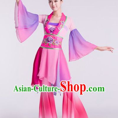 Chinese Classical Lotus Dance Costumes and Headdress Complete Set