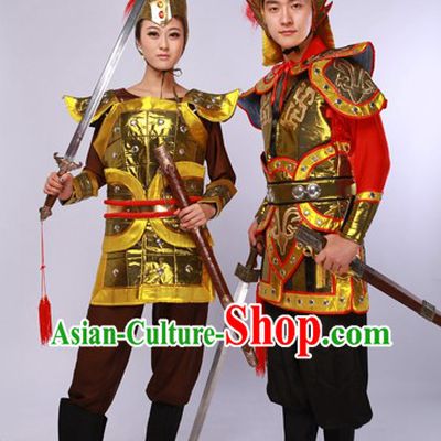 China Male and Female General Costumes and Hats 2 Complete Set for Men amd Women