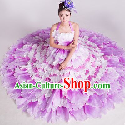 China Flower Dance Costumes and Headwear Complete Set for Women