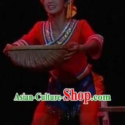 Chinese Miao Ethnic Group Dance Costumes and Headwear Complete Set for Women