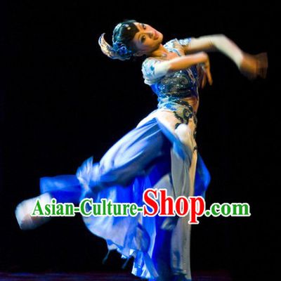 Chinese Classical Dance Costumes and Headdress Complete Set for Women