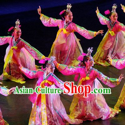 Classic Round Fan Dance Costumes and Headdress Complete Set for Women