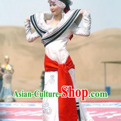 Mongolian National Costume and Hat Complete Set for Women