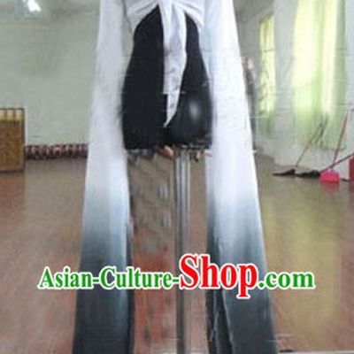 White to Black Water Sleeve Shuixiu Practice Costumes